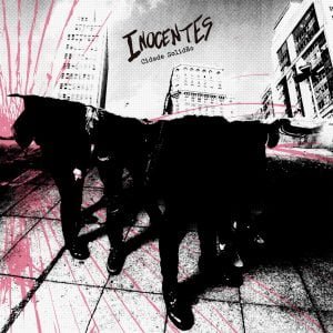 Capa do EP Cidade Solidão do Inocentes, inspirado nos antigos compactos de punk rock.